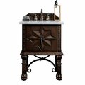 James Martin Vanities Balmoral 26in Single Vanity, Antique Walnut w/ 3 CM Eternal Jasmine Pearl Quartz Top 150-V26-ANW-3EJP